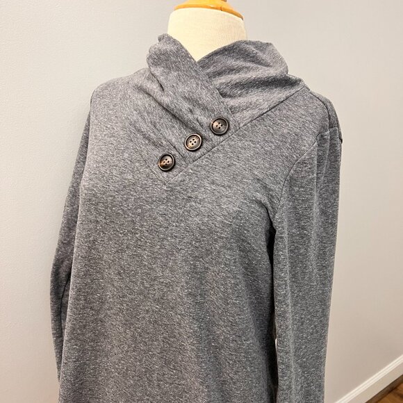 Soft Surroundings Gray Button Cowl Neck Tunic Top Sz M - Picture 9 of 10